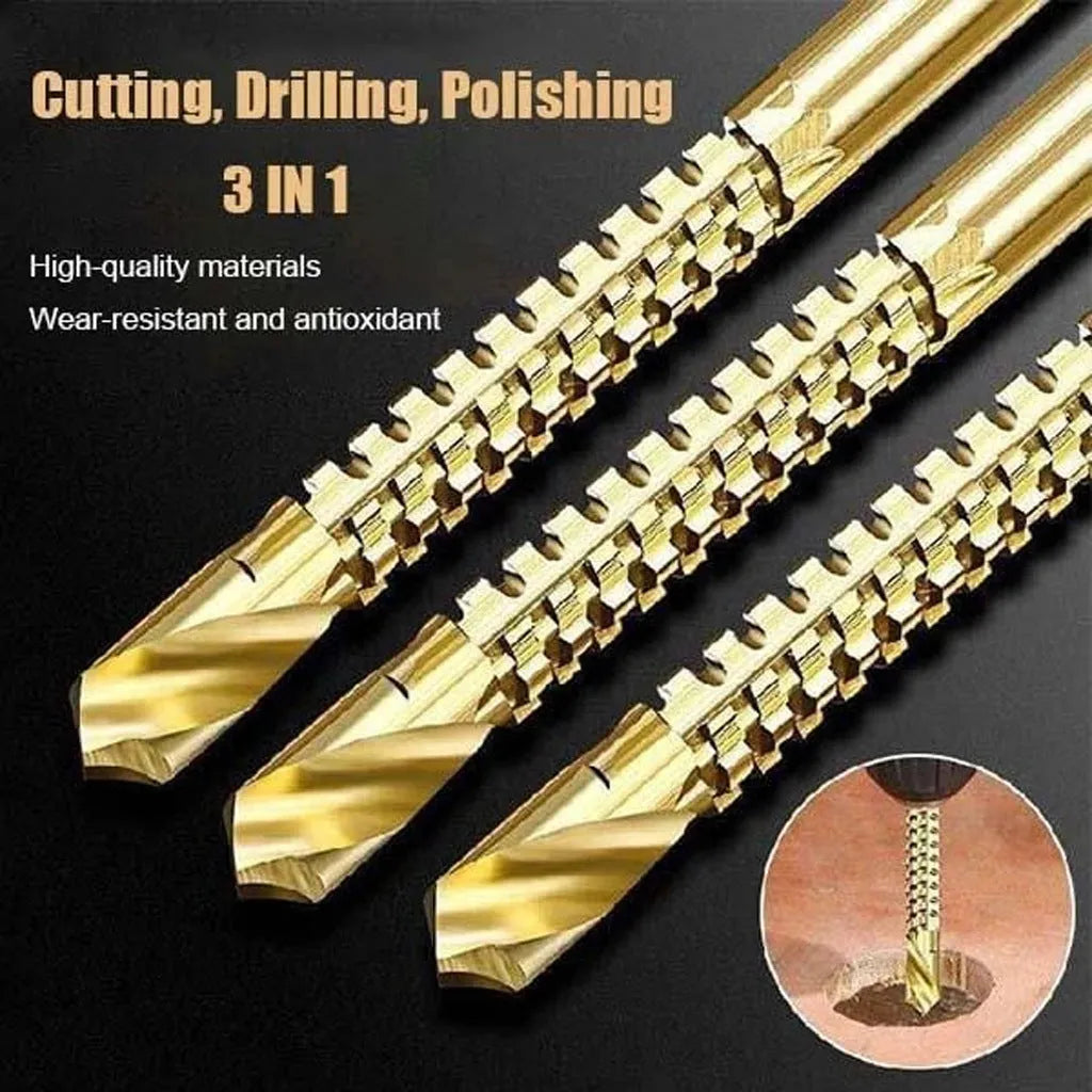6-piece high-speed steel wood drill set with bits 3-8mm diameter