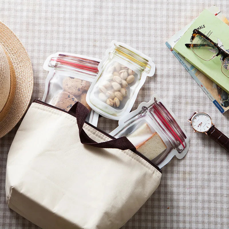 Reusable 1L PE plastic zipper snack storage bag for nuts and biscuits