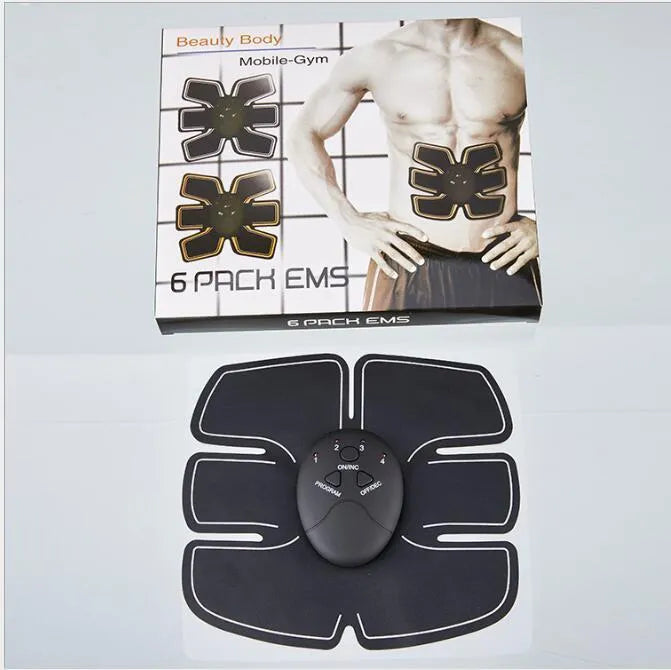 Black EMS muscle stimulator for abdominal, waist, arm and leg training and slimming