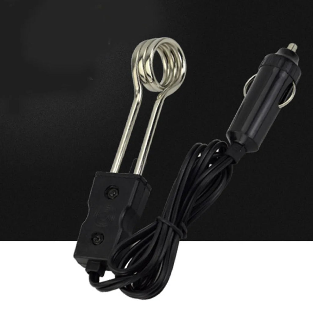 Black compact 12V 120W car water heater with copper element for General Motors vehicles