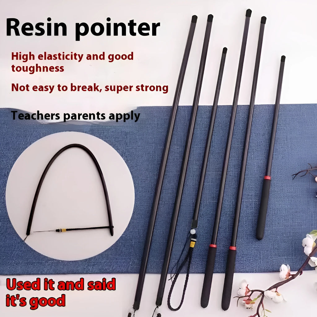 A 10cm long solid resin pointer for fabric marking with measuring tape and tailor's chalk.