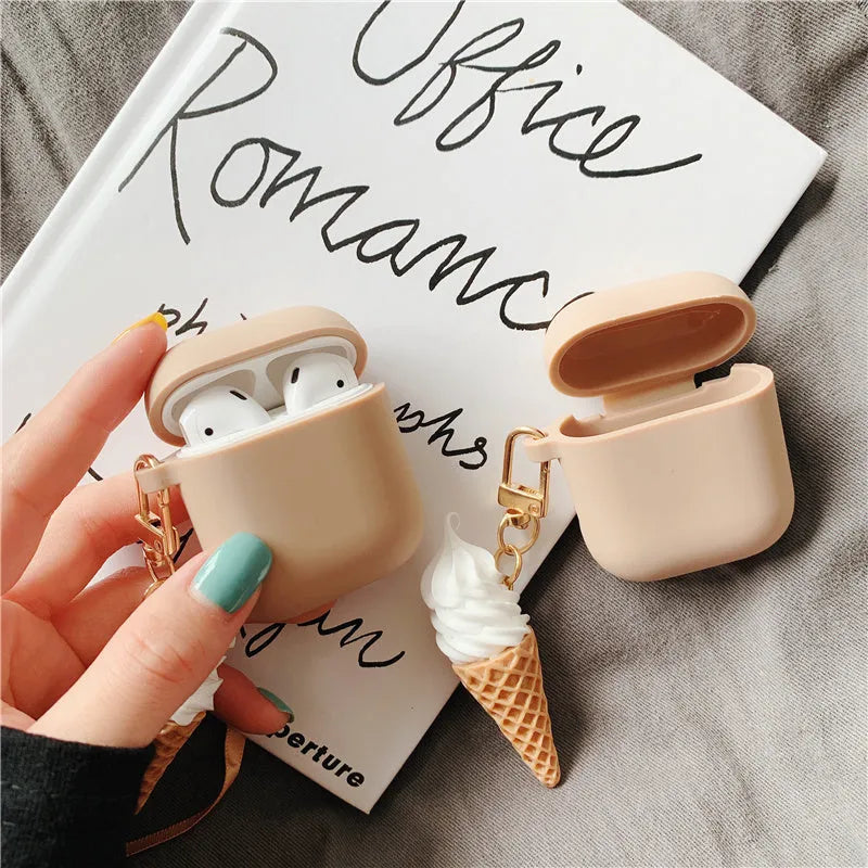 Cylinder Ice Cream brand silicone protector case for Apple AirPods 2 wireless earbuds.
