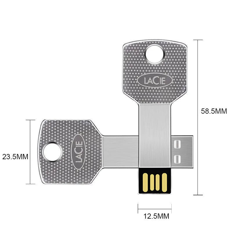 White ultra-thin waterproof metal conjoined key USB drive on a keyring