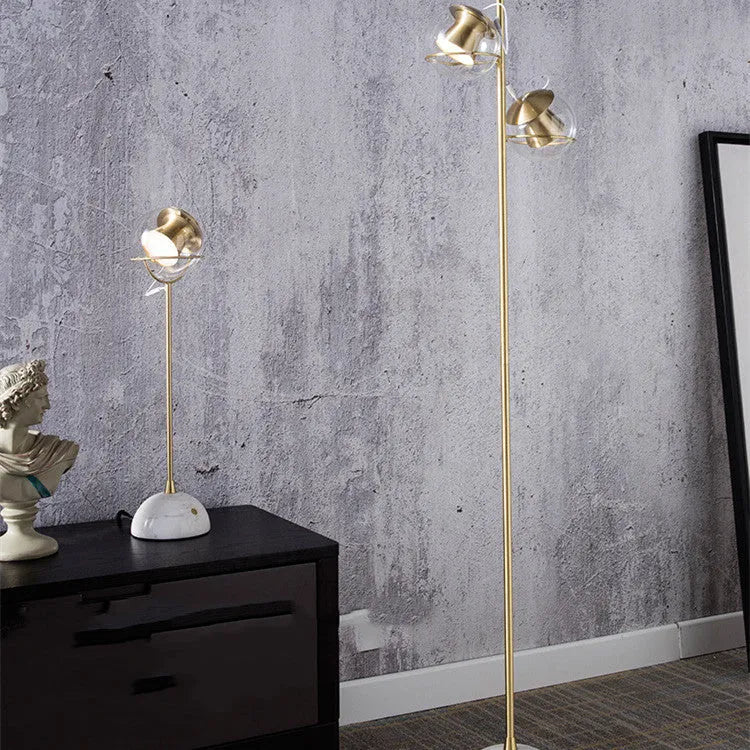 Glass lampshade desk lamp with dimmable LED lighting and touch control switch