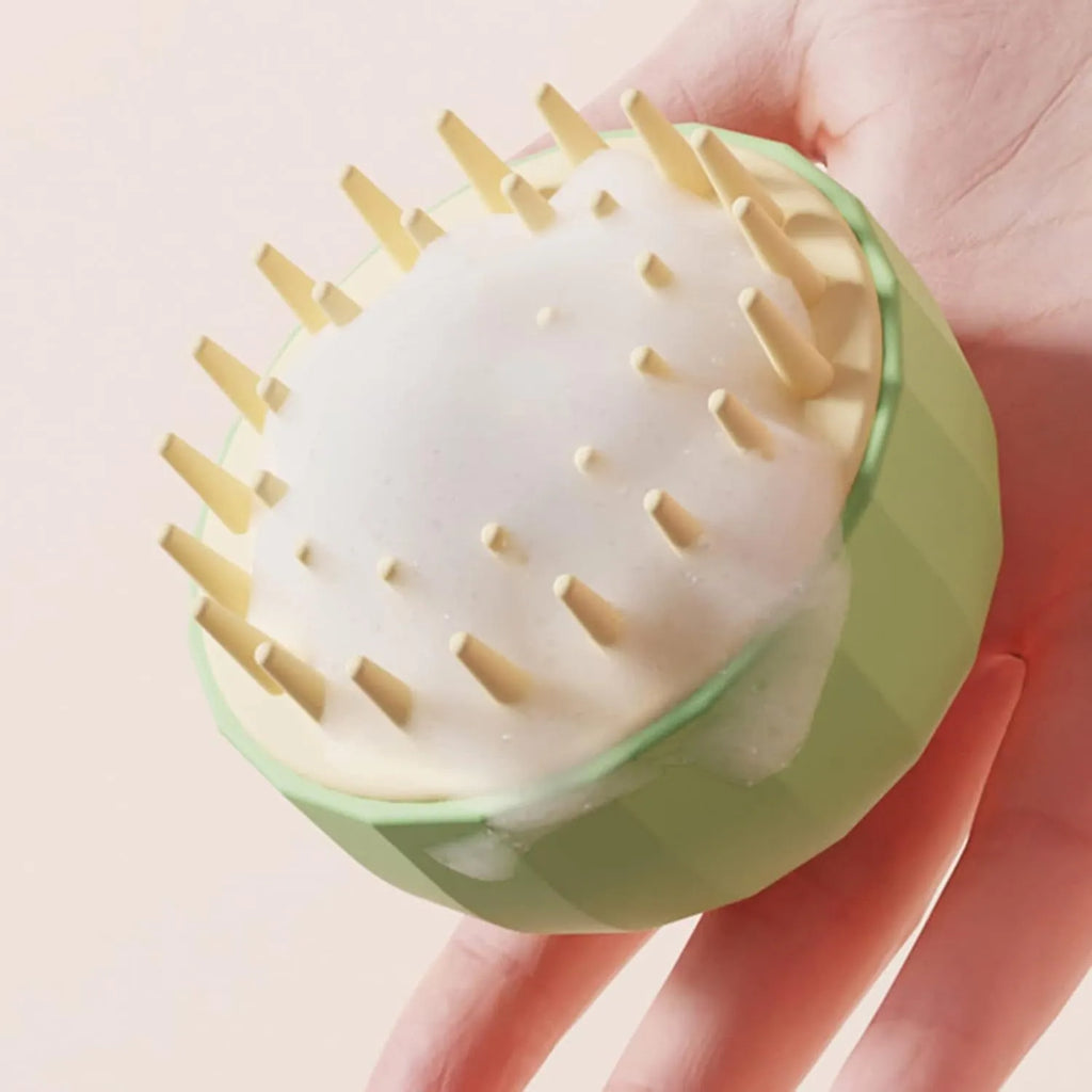Green double-sided silicone pet bath brush with massage function for dogs and cats