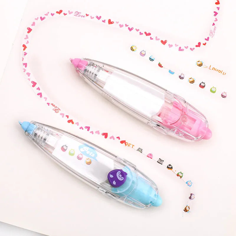 Lace correction tape stationery decoration tape with plastic core, multiple shell colours including Coffee and Kitten