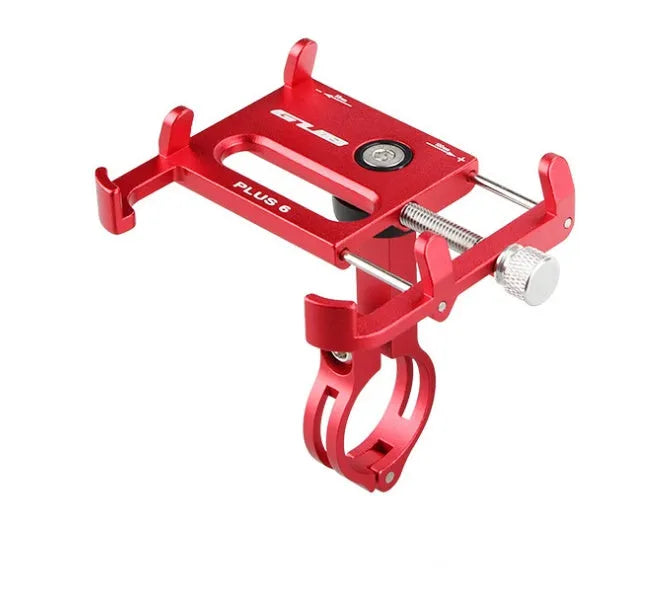 GUB Plus 6 aluminium motorcycle phone holder in black mounted on handlebars