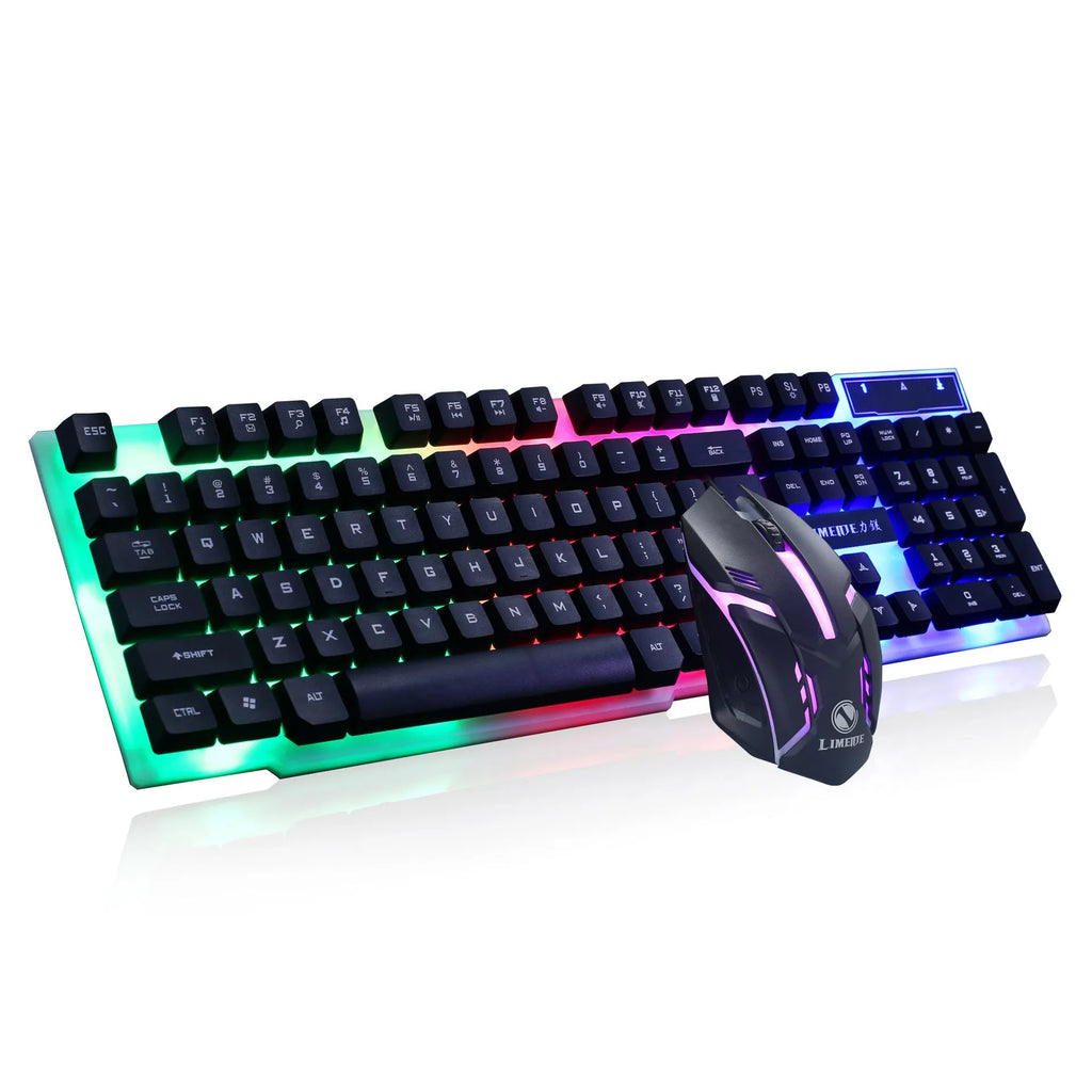Limei GTX300 gaming keyboard and mouse set with backlit keys in multiple colour options