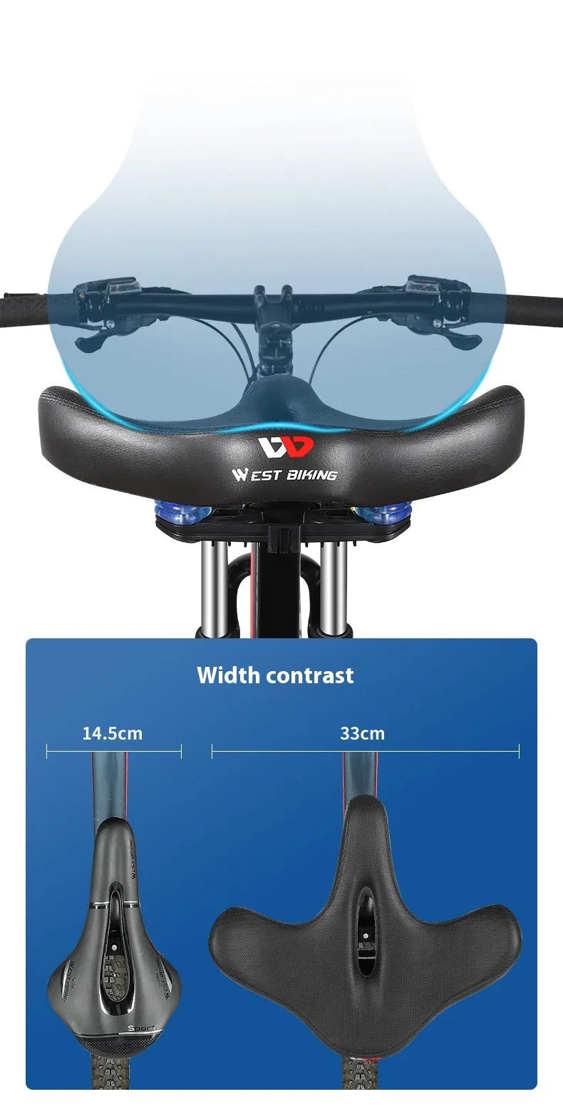 Black bicycle seat cushion with leather cover and polyurethane foam padding