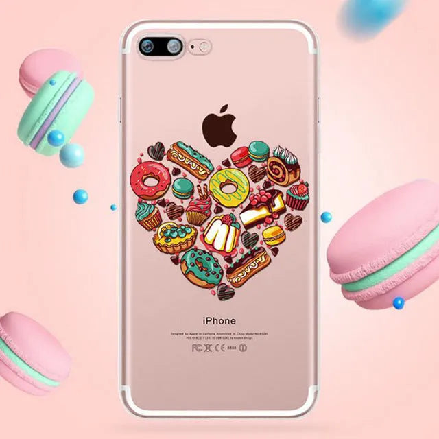 Transparent ice cream pattern silicone iPhone case showing back cover design