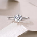 Wedding ring set with 1 carat moissanite in platinum-plated S925 silver, shown with gift box and GRA certificate