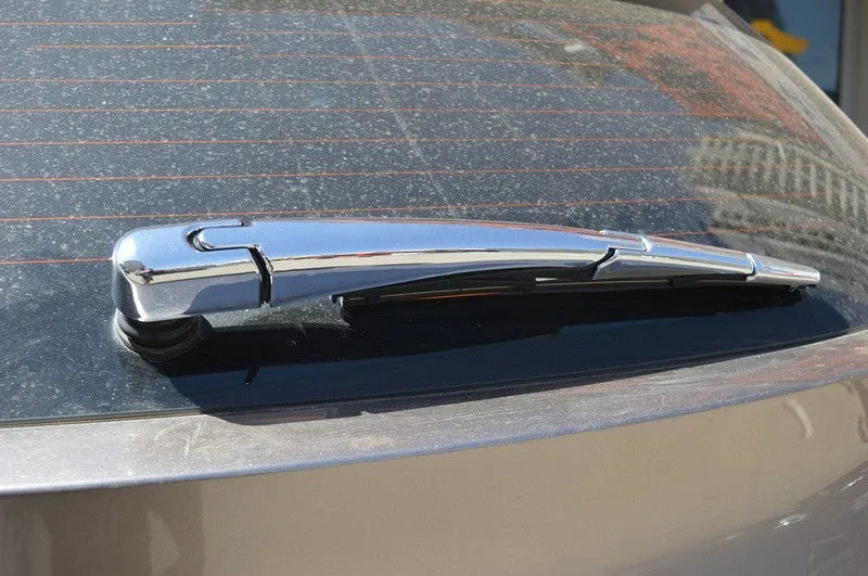 Four silvery ABS plastic rear window wiper cover trims for 2010 Hyundai vehicles