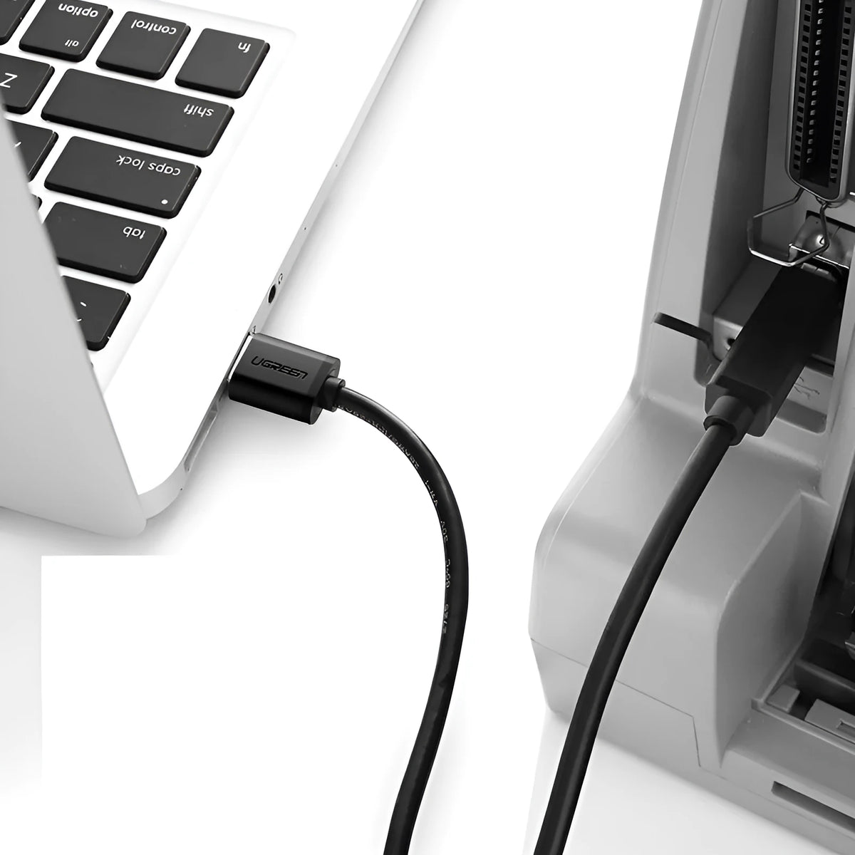 Black USB square port printer cable with pure copper core and 480Mbps transfer rate, available in 1m to 5m lengths.