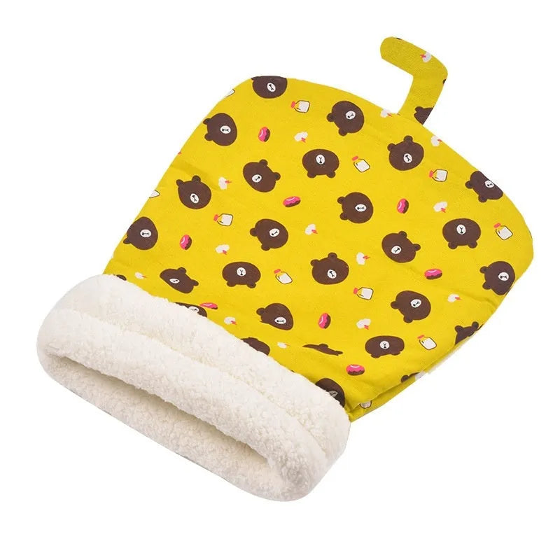 Lambswool thickened pocketable winter sleeping bag cat nest 55x45cm in avocado green