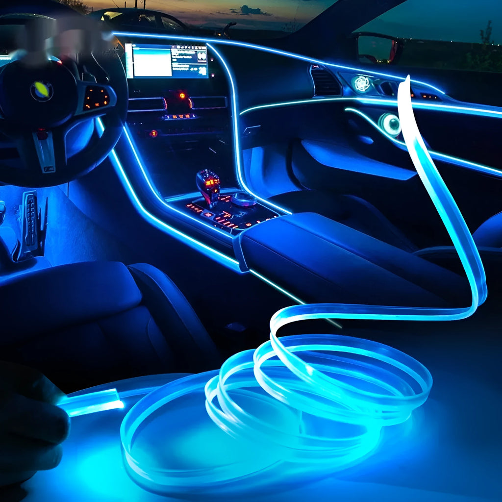 Universal car EL luminous ambience light strip with colourful lighting effects and USB interface connector
