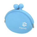 Silicone dog training treat pouch with hook-and-loop strap in blue, green, orange, pink, or yellow