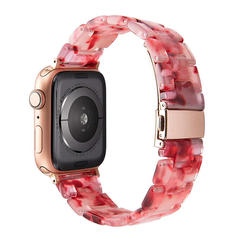 Slim resin watch strap in Army Green for Apple Watch 38-45mm with silver buckle
