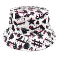 Polyester bucket hat with musical note pattern printing in retro style for outdoor sun protection