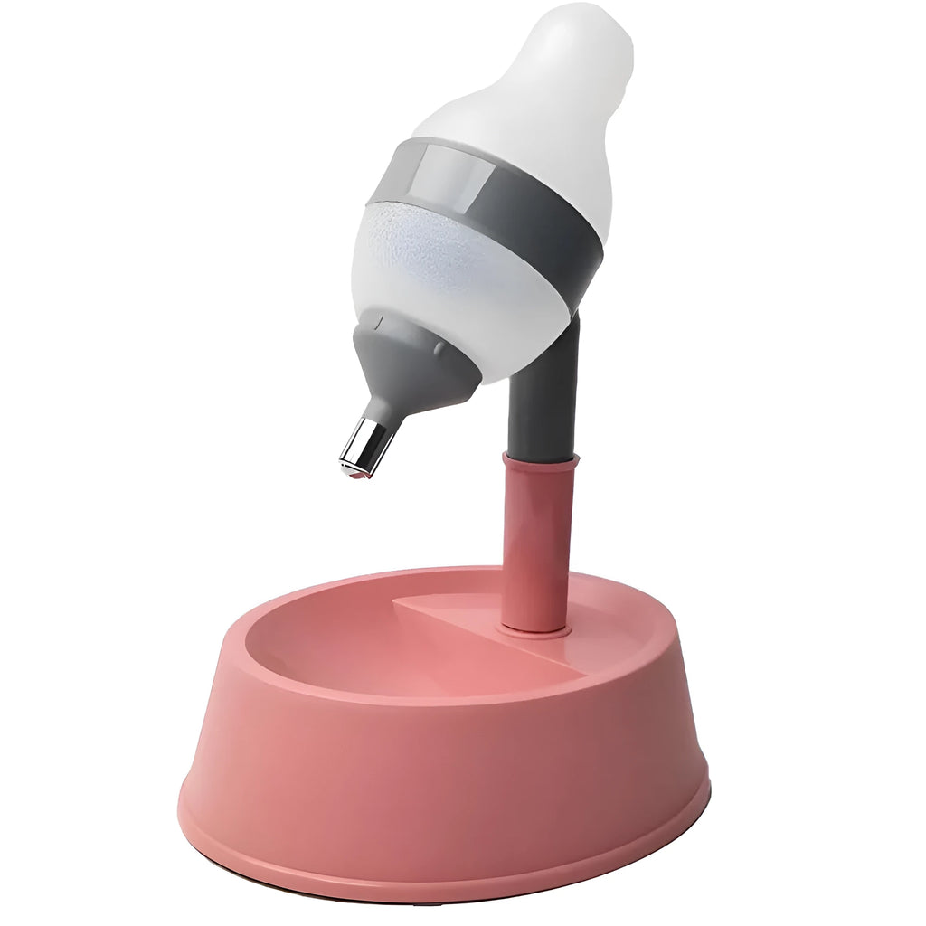 Green adjustable standing water dispenser for pets with a separate bowl and detachable pole