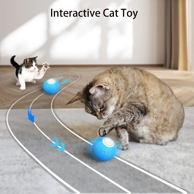 Smart cat ball toy with remote control in blue, green, or yellow colours
