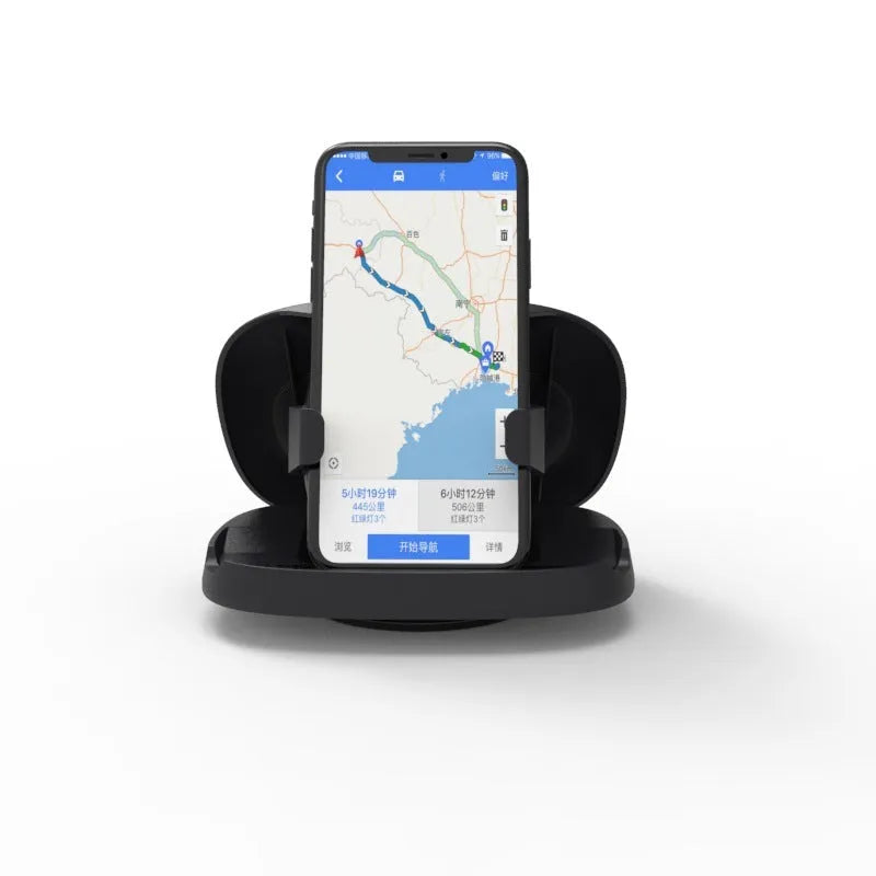 Black plastic rotating suction cup car mount for mobile phones and satellite navigation devices