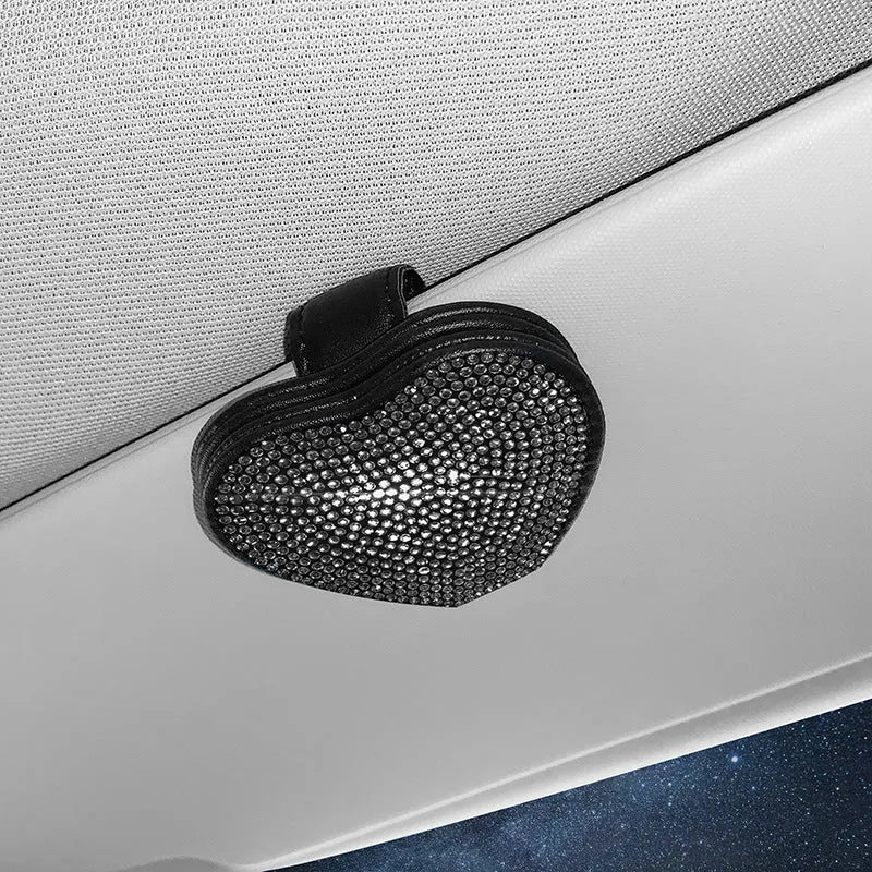 PU leather magnetic car sun visor clip for glasses and ticket storage in multiple colours