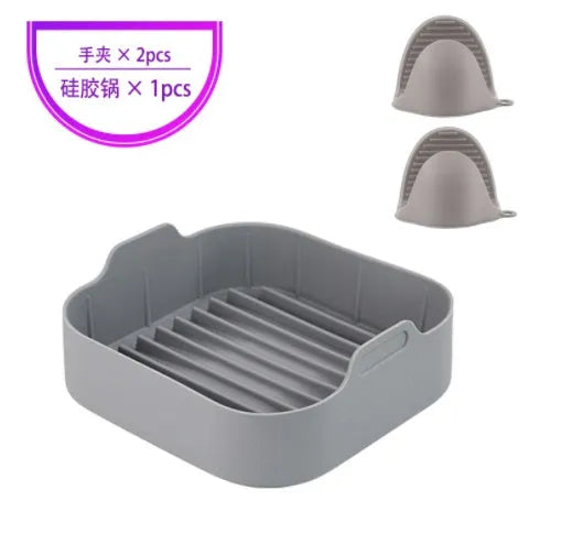 Reusable round silicone liner for air fryer 19cm nonstick BPA free dishwasher safe grey