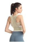 Men's hunchback corrector belt in beige or black with one-pull lift adjustment and hollow O design for spine support