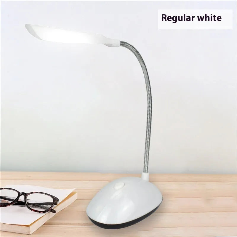 Battery LED desk lamp in white, blue, pink or green, plastic table light for dormitory reading with three No. 7 batteries