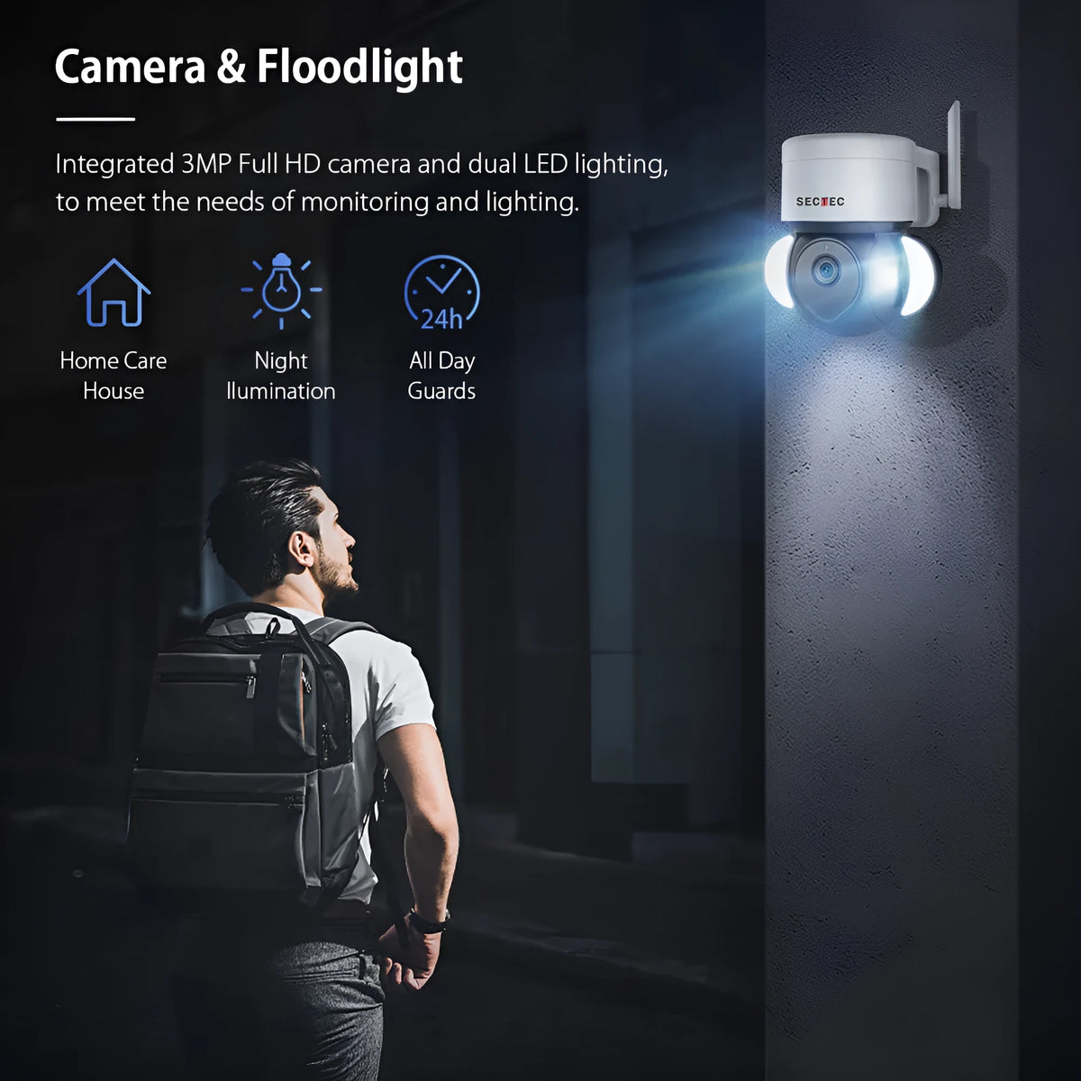 Graffiti 4G outdoor surveillance camera 2-inch ball style with floodlight night vision and bidirectional speech