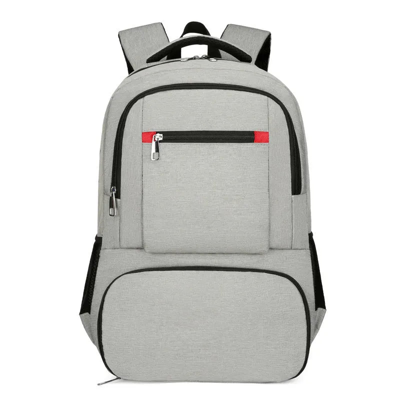 Oxford cloth insulated backpack with curved shoulder straps and multiple compartments