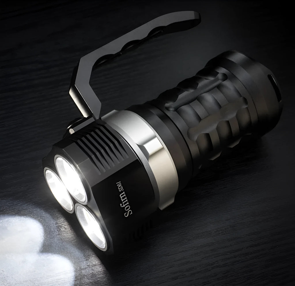 Aluminium alloy diving tube flashlight with 500 metre range for diving and outdoor use