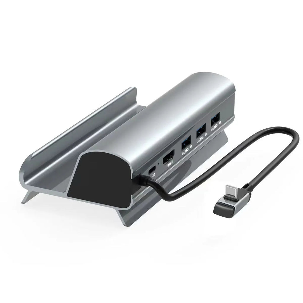 Black aluminium alloy 6-in-1 multifunctional docking station for Steam Deck with Type-C port