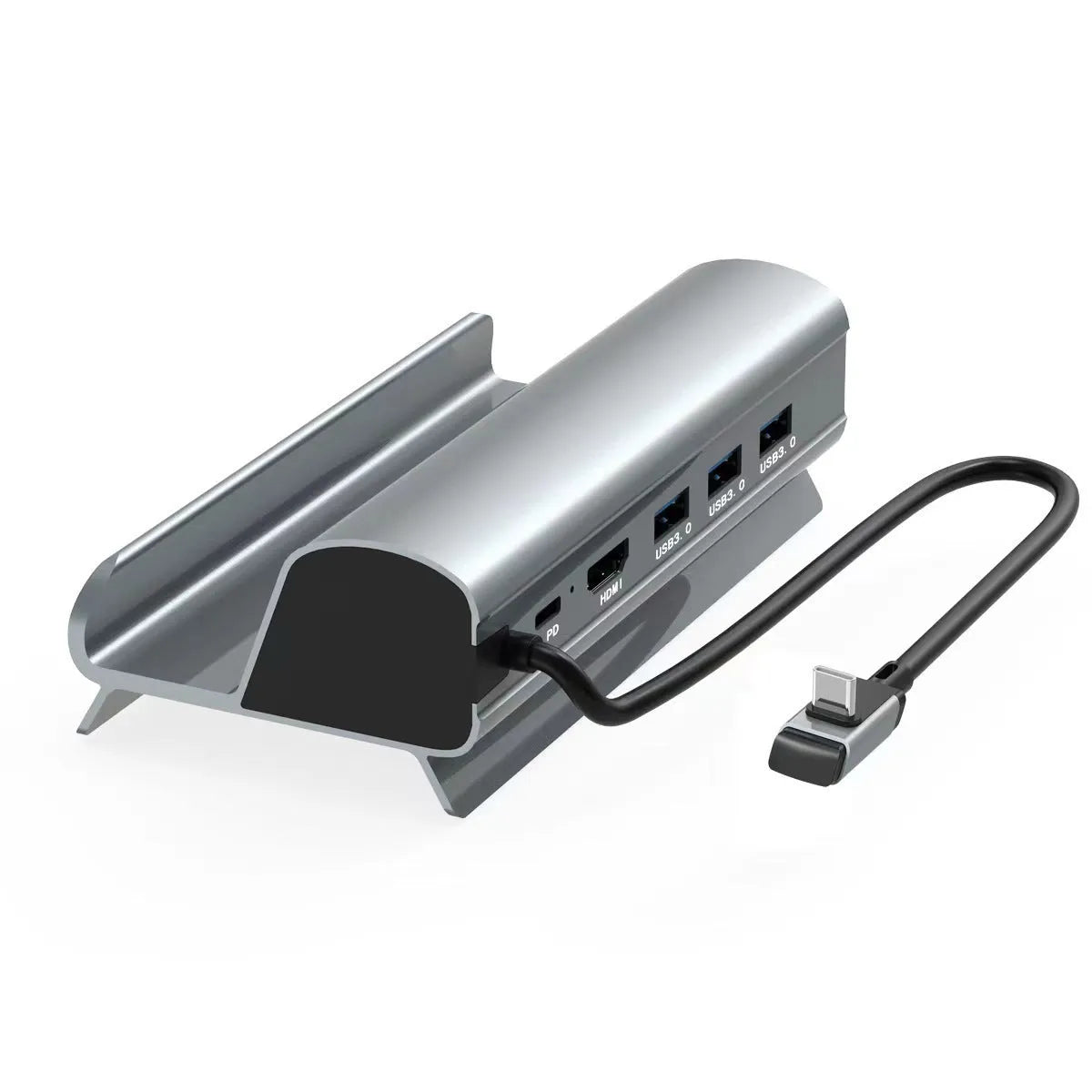 Black aluminium alloy 6-in-1 multifunctional docking station for Steam Deck with Type-C port