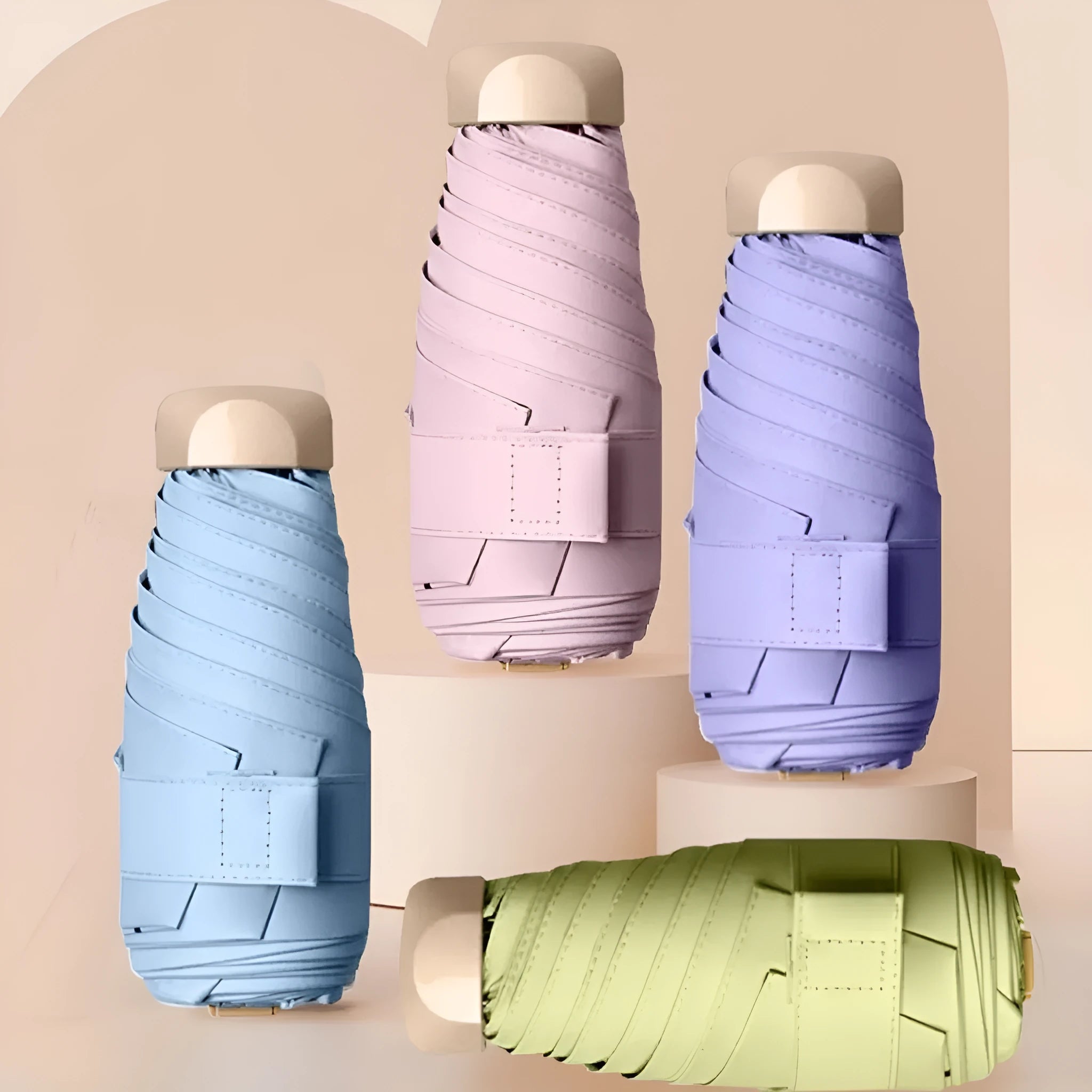 Five-fold gradient vinyl umbrella with alloy frame in multiple colour options