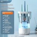 White rechargeable electric cleaning brush for makeup tools with 24cm plastic body and data cable