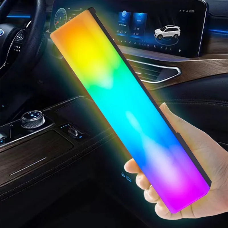 3D RGB voice-activated ambiance lamp with colourful lighting on table top