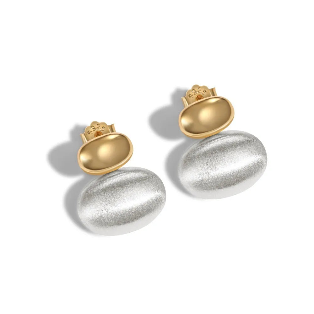 Pair of 925 silver stud earrings for women, 17mm length, electroplated finish, colour DY1D0378-S-Q-NO