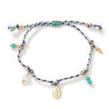 Colourful hand-woven braided rope bracelet with an ethnic style strap tag for women.
