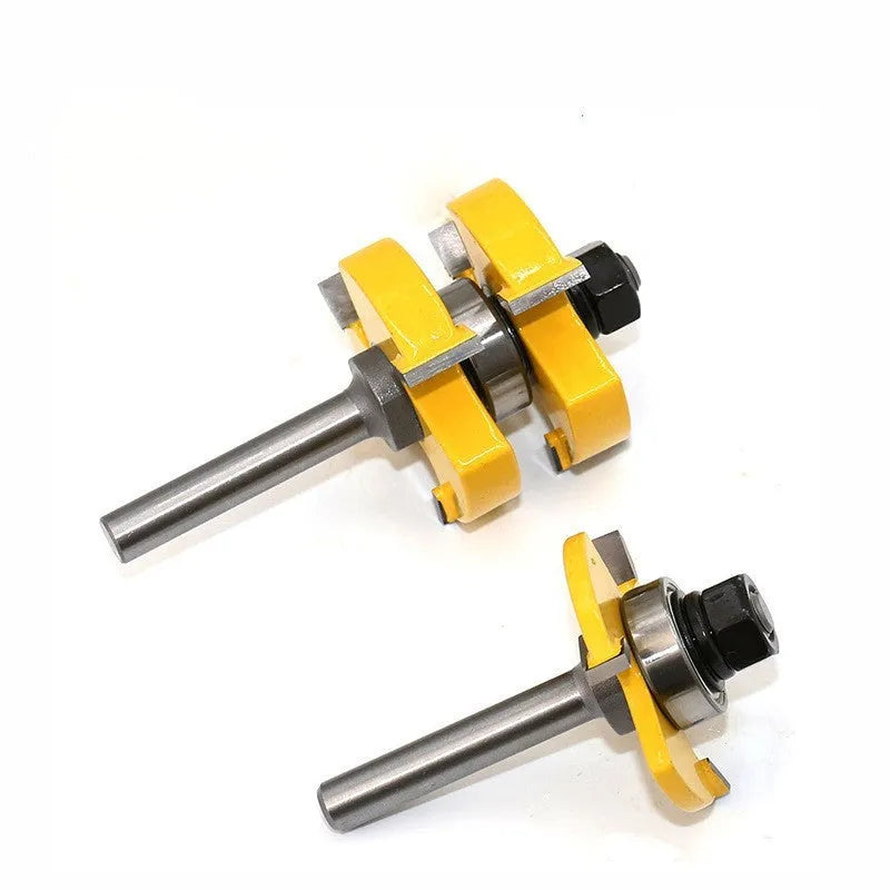 T-shaped tenon jointing knife woodworking router bit with three-tooth carbide tip and 8mm shank