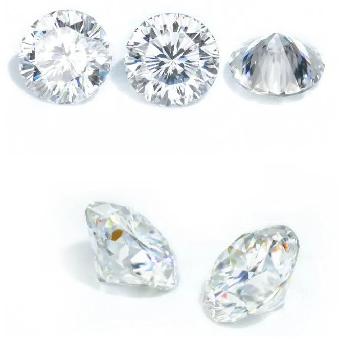 Round moissanite stone with eight hearts and eight arrows cut in D VVS1 clarity