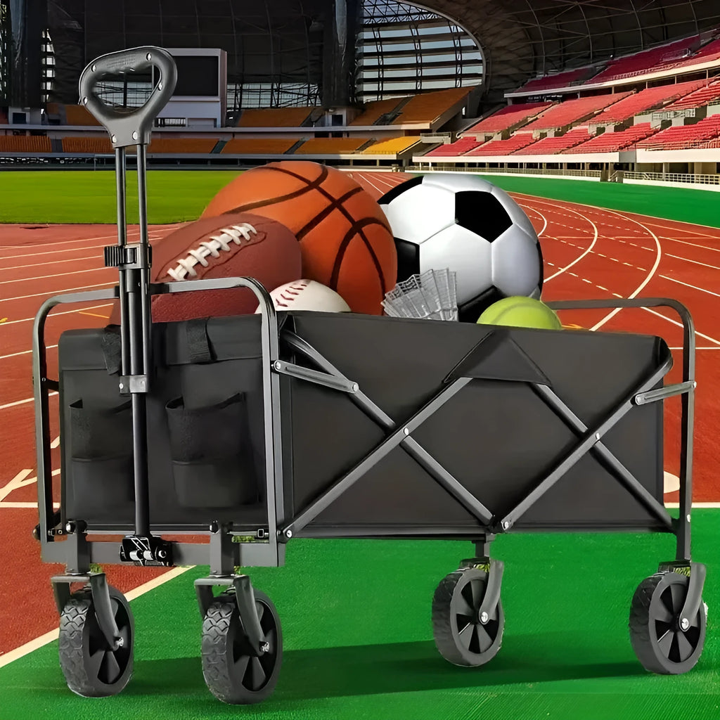 Collapsible metal garden wagon cart with foldable design and 220LBS capacity
