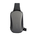 Men's hard shell chest bag in gray, waterproof PU Oxford fabric, 30x18x10cm with adjustable shoulder strap