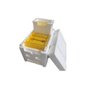 Three white foam mini delivery boxes for bee breeding and pollination management