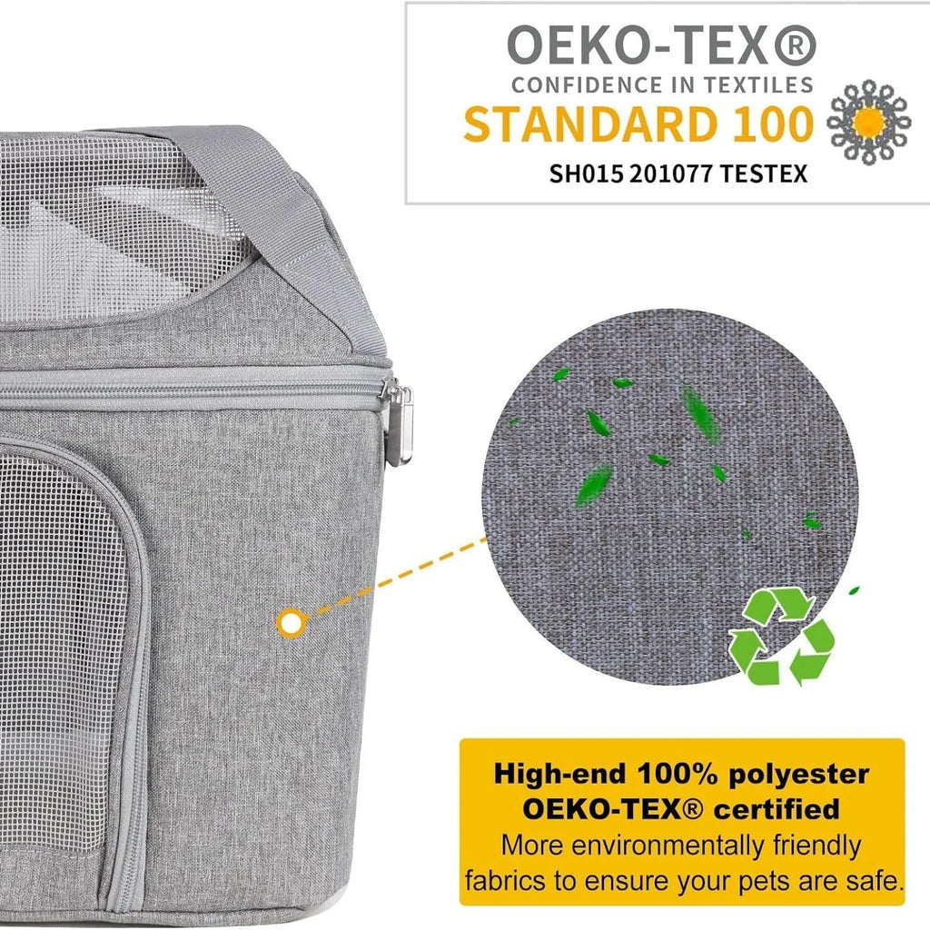 Breathable pet carrier backpack with hard baseplate for dogs and cats in black
