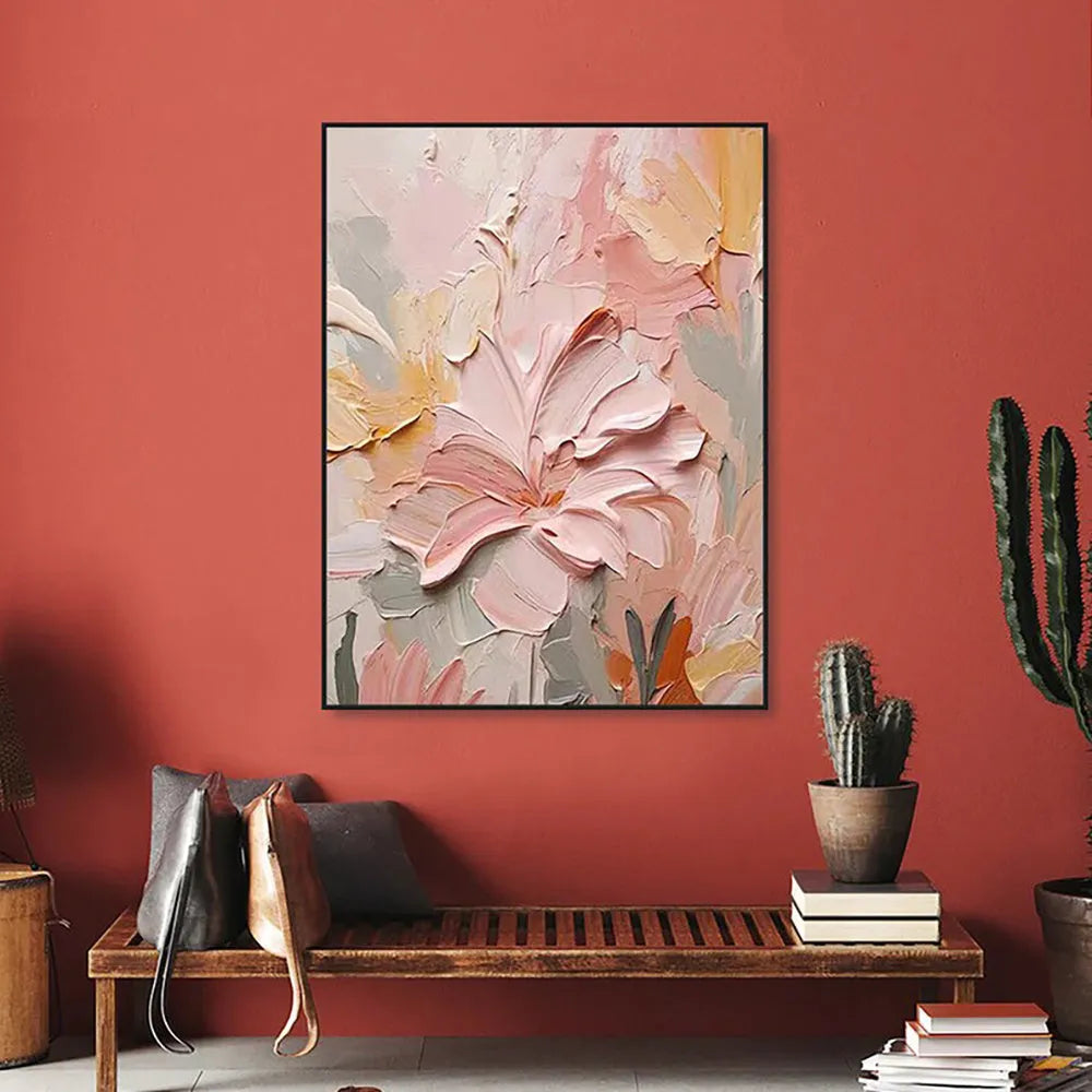 Handmade Oil Painting Canvas Wall Art Decoration 3D Texture Thick Oil Flowers Modern Abstract Vertical for Living Room Bedroom Home Office 60cm 70cm 80cm 90cm 100cm 120cm Sizes Without Inner Frame