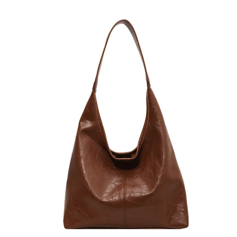 Two-piece composite bag set: large hobo shoulder bag and clutch in PU, available in five colours including black and dark brown