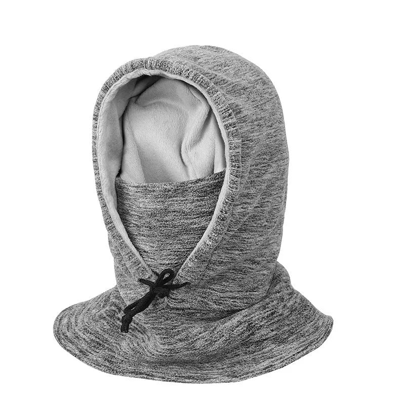 2-in-1 winter cycling hat scarf unisex cotton satin dome cap windproof cold-proof black blue light grey navy wine red