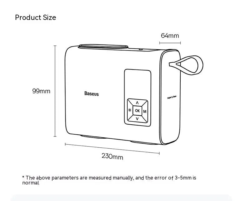 Black portable car tyre inflator with LED light display showing 6000mAh battery capacity