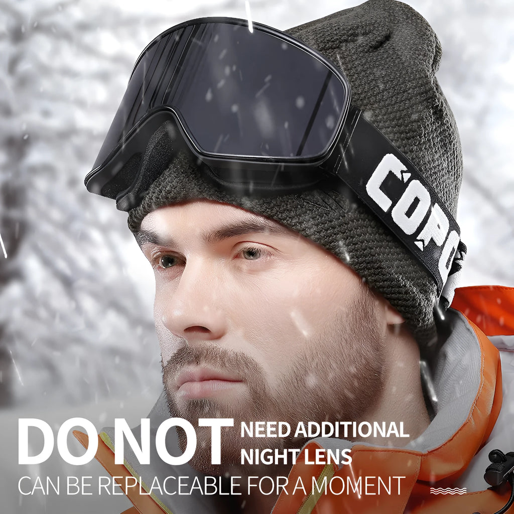 Magnet myopia night vision ski goggles with double-layer PC and TPU build in five colour variants